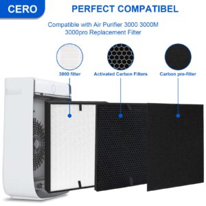 CERO 3000 Replacement Filter for 3000 3000M 3000Pro 2 Filters, 2 Activated Carbon, 6 Extra Carbon Pre-Filters