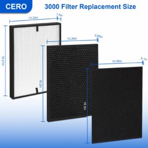 CERO 3000 Replacement Filter for 3000 3000M 3000Pro 2 Filters, 2 Activated Carbon, 6 Extra Carbon Pre-Filters