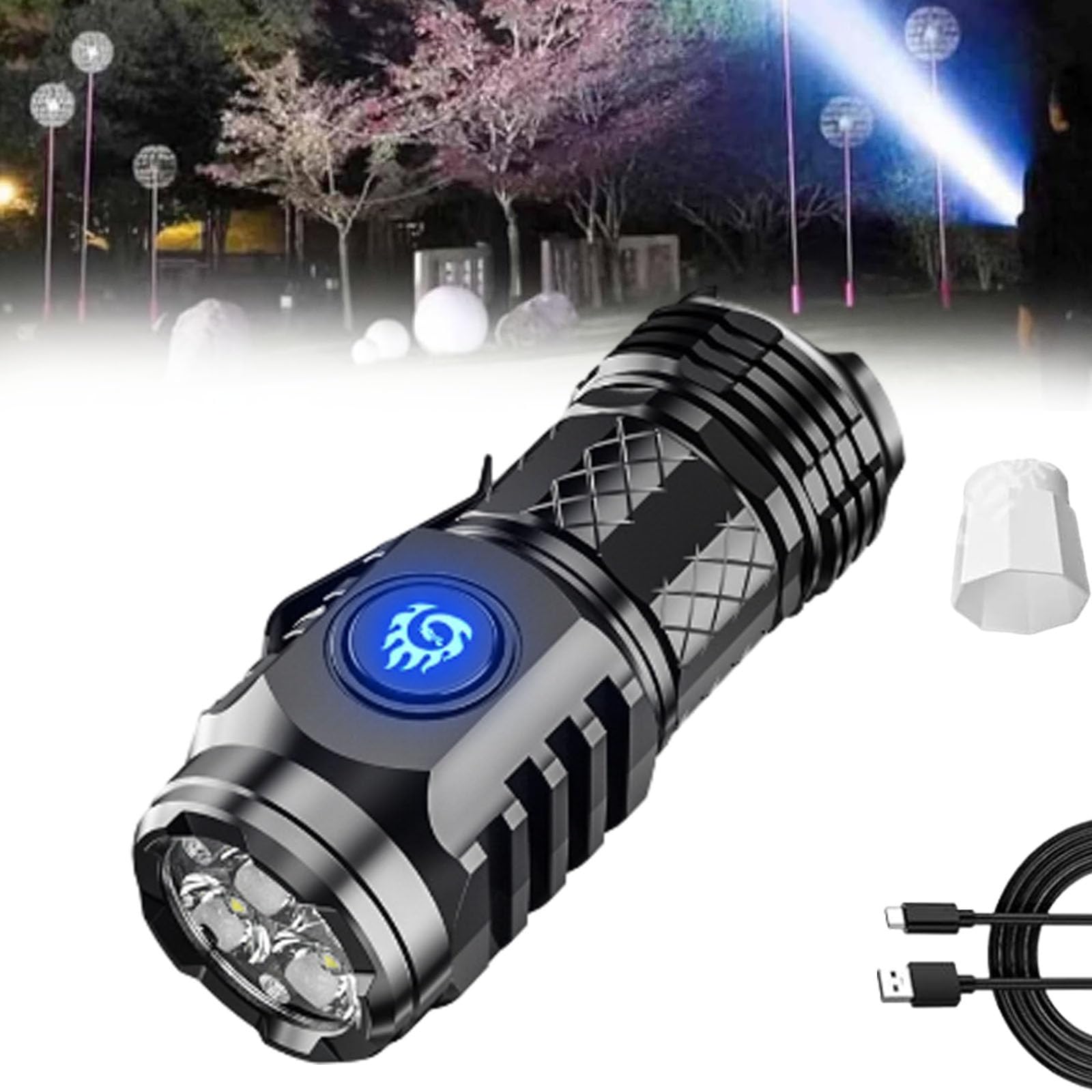 Namageer Springmart Mini Flashlight,Spring Mart Flashlight,2024 New Three-Eyed Monster Mini Flash Super Power Flashlight,Thumb Sized Flashlight, Small Flashlights Powerful Led Flashlight (Black)