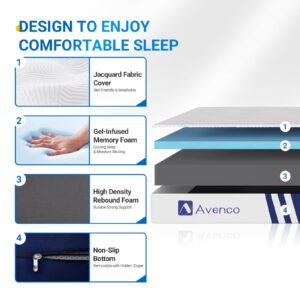 Avenco Folding Mattress Queen, Trifold Mattress 4 Inch Memory Foam for Guest Room/Caravan/Camping/Travel Mattress, Tri Folding Mattress Portable with Removable Cover & Non-Slip Bottom, 80"x60"x4"