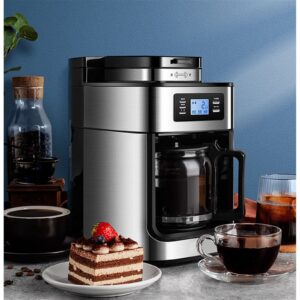 NDRFAWY Coffee Machines 1000W Coffee Maker Machine Home Automatic LED-display Bean Grinder Fresh Grinding American Espresso Coffee Tea Milk 1.2L