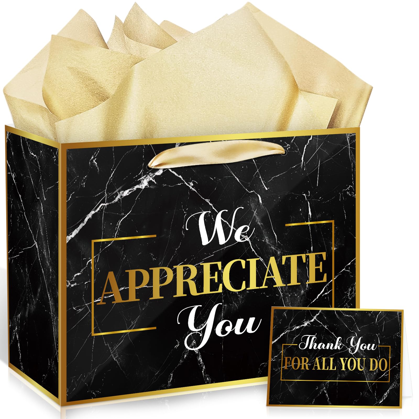 We Appreciate You Gift Bag Christmas Thank You for All You Do Pastor Employee Appreciation Gift Bags with Tissue Paper Card Appreciation Gift Wrapping Paper We Appreciate You Supplies for Retirement