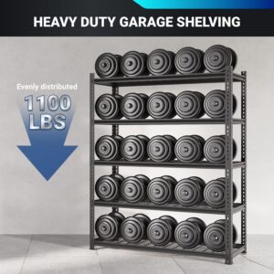 FLEXIMOUNTS Garage Shelving, 48" Wx24 Dx72 H, Metal Storage Racks and Standing Shelving Units, Garage Storage Shelves, 5-Tier Heavy Duty Shelf