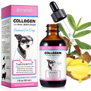 collagen for dogs,liquid collagen for dogs,collagen supplement for dogs,collagen boost for dogs with biotin, msm & ginger,delicious bacon flavor,2 fl oz