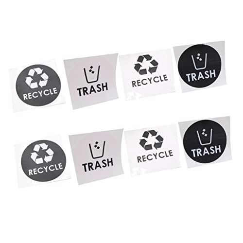 CAXUSD 8pcs Adhesive Trash Can Label Chalkboard Signs Trash Decal Sticker Labels Decal Sticker for Trash Can Bin White Bins Black Out Stickers Trash Sign Trash Can Decals