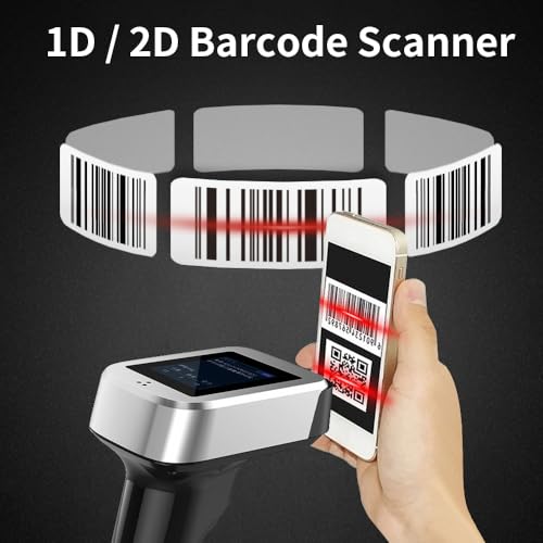 Barcode Scanner, Bluetooth Qr Code Scanner Barcode Scanner with 270° scanning Head Rotation for Accurate and Fast scanning