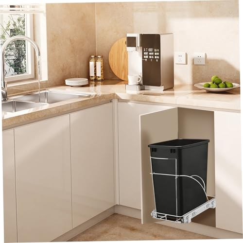 Whyzsjnclg Trash Can Slider for Kitchen Cabinet, Trash Can Slider, Adjustable Pull Out Trash Can Under Cabinet, 16.5x15.8x11 Metal Pull Out Shelf with Handle (Trash Can Not Included)