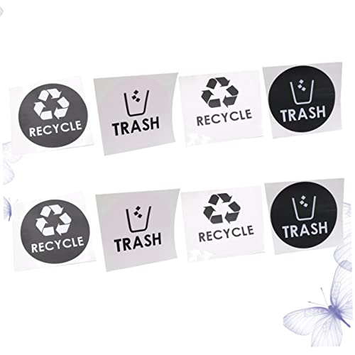 CAXUSD 8pcs Adhesive Trash Can Label Chalkboard Signs Trash Decal Sticker Labels Decal Sticker for Trash Can Bin White Bins Black Out Stickers Trash Sign Trash Can Decals