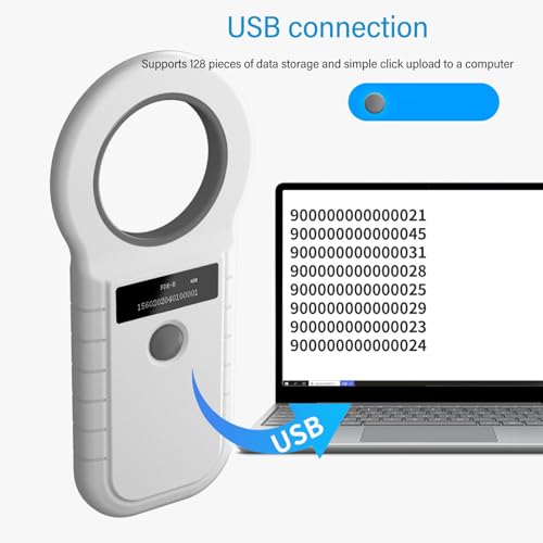 Pet Microchip Reader, Dual Frequency Portable Pet Chip Scanner, USB Interface for Dogs Cats Animal, Lightweight and Portable Design, Suitable for Pet Shops, Veterinary Clinics