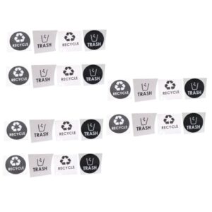 sewacc 24 pcs trash decal white stickers marking paste for garbage can trash can waste bin recycling stickers for bins trash can black recycle trash bin sticker vinyl garbage