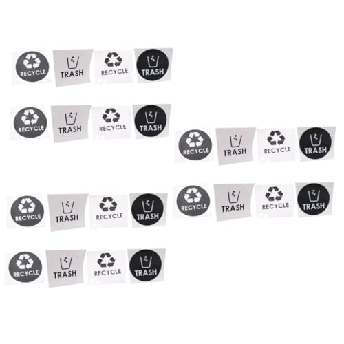 SEWACC 24 Pcs Trash Decal White Stickers Marking Paste for Garbage Can Trash Can Waste Bin Recycling Stickers for Bins Trash Can Black Recycle Trash Bin Sticker Vinyl Garbage