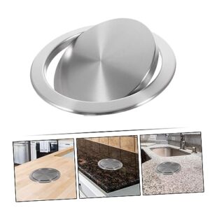 FONDOTIN Countertop Flap Lid Flipping Lid for Countertop Flipping Trash Can Lid Countertop Garbage Lid Trash Grommet Kitchen Accessory Can Cover Round Garbage Lid 430 Stainless Steel Silver