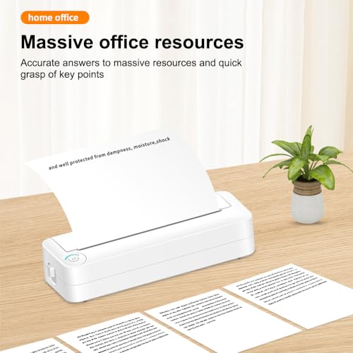 Dioche Thermal Printer, 200dpi Portable Printer No Ink Printer with Bluetooth USB Connection for Clear and Convenient Printing (White)