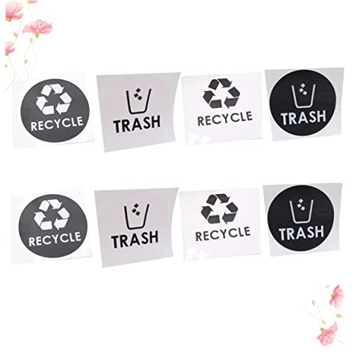 SEWACC 24 Pcs Trash Decal White Stickers Marking Paste for Garbage Can Trash Can Waste Bin Recycling Stickers for Bins Trash Can Black Recycle Trash Bin Sticker Vinyl Garbage