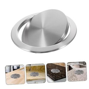 FONDOTIN Countertop Flap Lid Flipping Lid for Countertop Flipping Trash Can Lid Countertop Garbage Lid Trash Grommet Kitchen Accessory Can Cover Round Garbage Lid 430 Stainless Steel Silver