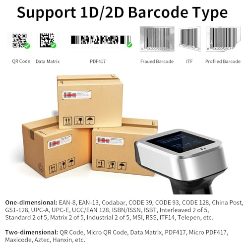 Barcode Scanner, Bluetooth Qr Code Scanner Barcode Scanner with 270° scanning Head Rotation for Accurate and Fast scanning