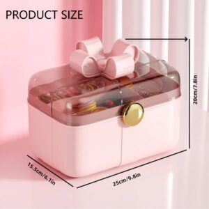 HMWQC Hair Accessories Organizer for Girls Mutipurpose Storage Box Organizer with Removable Tray Plastic Tool Box Art Case for Makeup Sewing Nail Accessories