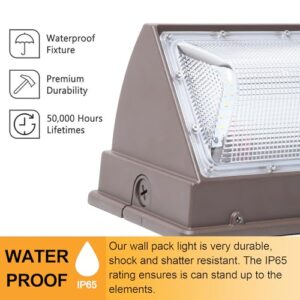 BIRITALO 300W LED Parking Lot Light Dusk to Dawn 3 Pack and 120W LED Wall Pack Light Without Photocell 6 Pack