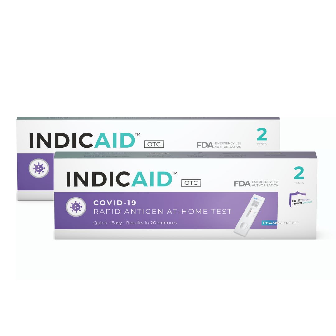 INDICAID COVID-19 Antigen Rapid Test, Covid Home Test, FDA EUA Authorized at-Home Test, HSA/FSA Eligible, Easier and Faster - 4 Tests