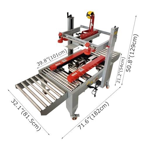 Banfluxion 110V 180W Left-and-Right Drive Double-Flap Tape Sealing Machine for Small Box Automatic Box Carton Packing Sealer 35-50mm Tape Width 0-18m/min