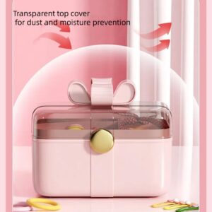 HMWQC Hair Accessories Organizer for Girls Mutipurpose Storage Box Organizer with Removable Tray Plastic Tool Box Art Case for Makeup Sewing Nail Accessories