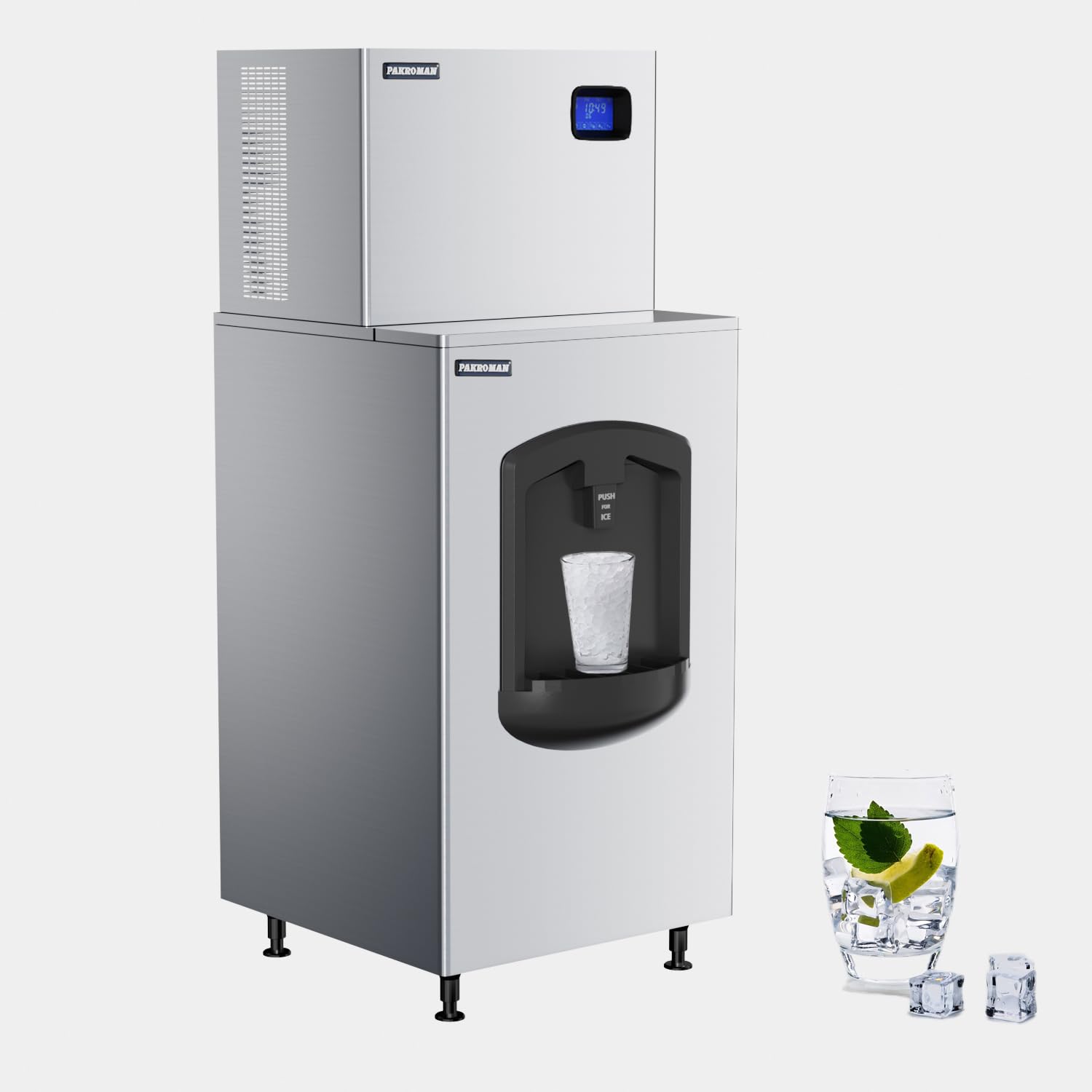 30" Air-Cooled Modular Full Cube Ice Machine - 600 lbs/Day Production, 260 lbs Ice Bin Dispenser | ETL & Energy Star Certified