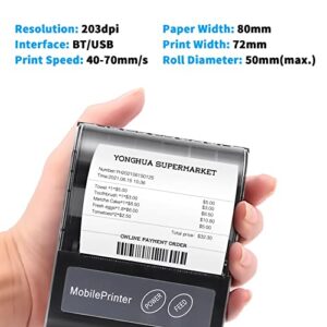 Dioche Receipt Printer, Mobile Thermal Printer, Compatible with Smart Phone, Computer Systems for Restaurant Sales Retail