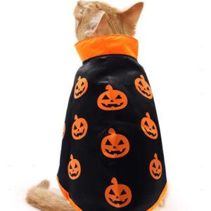 Halloween Cat Costume Cloak Witch Hat Pet Accessories Halloween Adjustable Pumpkin Pet Costume Clothes Set, Halloween Pet Costume Decor Cloak for Cats Dogs Animal Halloween Carnival Party Supplies