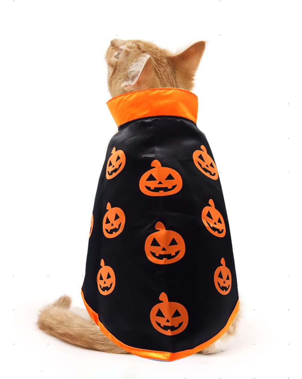 Halloween Cat Costume Cloak Witch Hat Pet Accessories Halloween Adjustable Pumpkin Pet Costume Clothes Set, Halloween Pet Costume Decor Cloak for Cats Dogs Animal Halloween Carnival Party Supplies