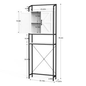 HAUXITIO Over The Toilet Storage Cabinet - Home Space Saving Toilet Rack, Farmhouse Above Toilet Shelf Organizer with Barn Doors for Bathroom, Laundry, Balcony