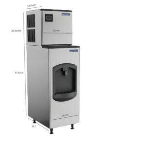 22" Air-Cooled Modular Full Cube Ice Machine - 350 lbs/Day Production, 180 lbs Ice Bin Dispenser | ETL & Energy Star Certified