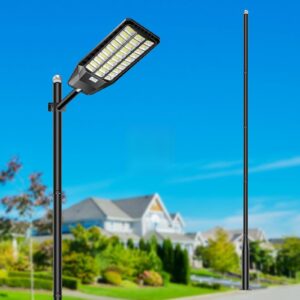 cedio solar street lights outdoor - solar parking lot lights and 16ft street light pole, solar street light with pole