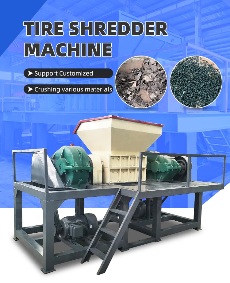 Plastic/Paper/Wood/tire Waste Recycling Double Shaft tire Shredder tyre Crusher