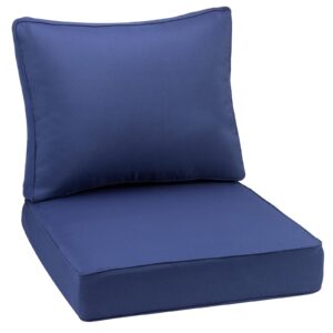 hermoce outdoor deep seating cushion set, 24" x 24", waterproof & fade resistant patio furniture cushions with handle, deep seat and back cushion for chair and sofa (1, blue)