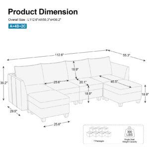 Belffin Modular Sectional Sofa U Shaped Couch with Storage Velvet Sectional Couch for Living Room, Blue