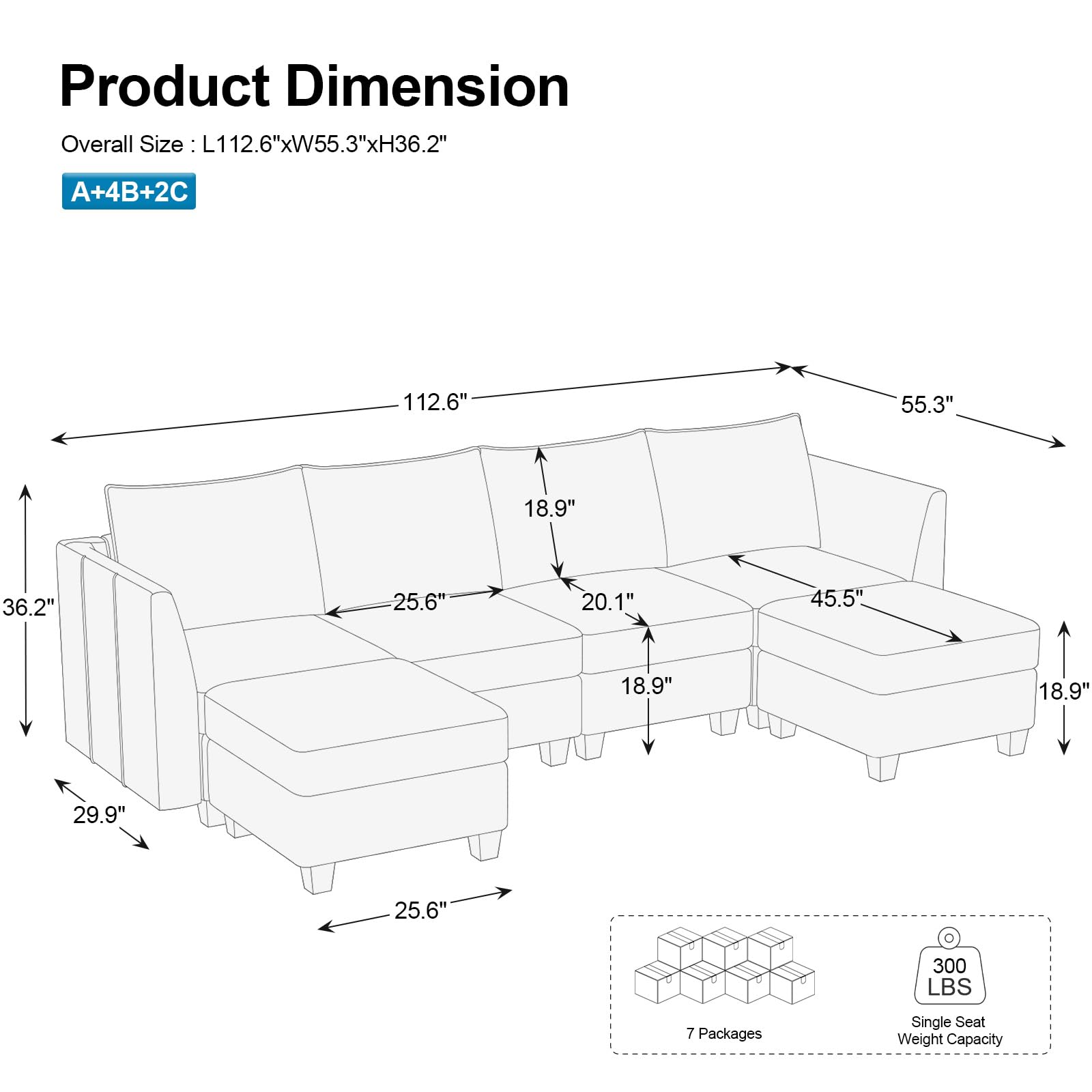 Belffin Modular Sectional Sofa U Shaped Couch with Storage Velvet Sectional Couch for Living Room, Blue