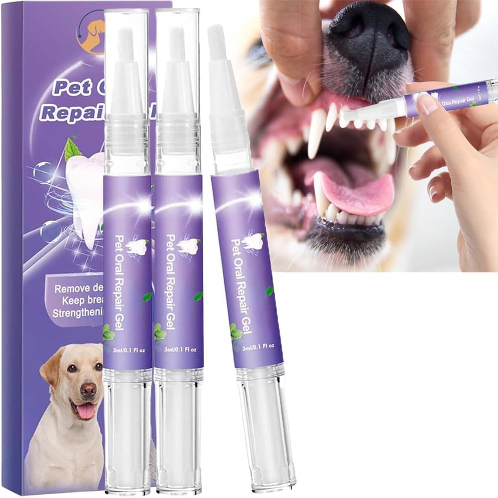 KXC Pet Oral Repair Gel for Dogs，Pet Oral Repair Gel, Pet Breath Freshener, Pet Oral Restorative Gel, Eliminate Breath, Without Brushing， for Dogs & Cats, Pet Teeth Repairing.