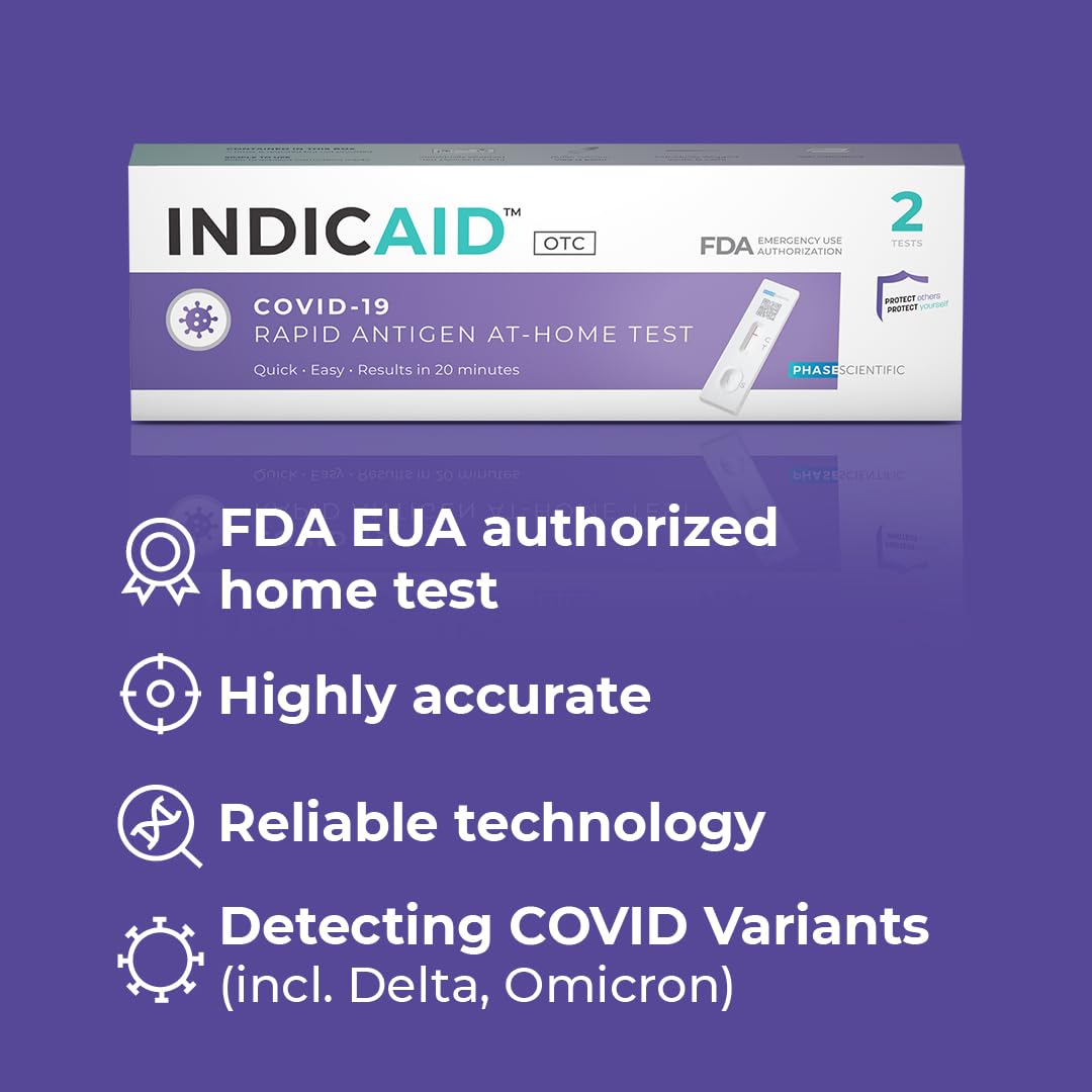 INDICAID COVID-19 Antigen Rapid Test, Covid Home Test, FDA EUA Authorized at-Home Test, HSA/FSA Eligible, Easier and Faster - 4 Tests