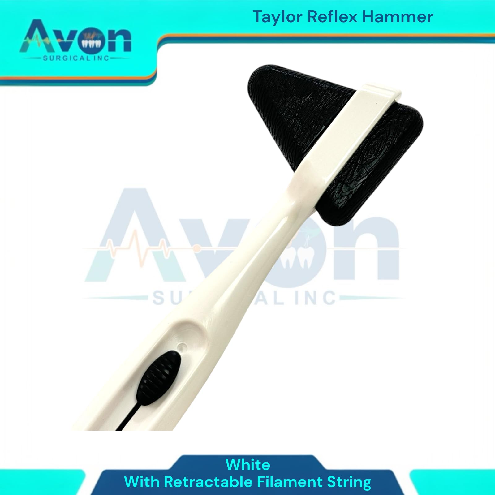 Dejerine Reflex Hammer, Black Plastic + Taylor Reflex Hammer, White Plastic - Diagnostics Examination Testing Reflex Hammers (Pack of 2)