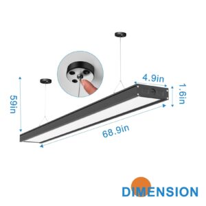 Lightdot 4FT-5IN LED Wraparound Shop Lights, 100-277v Linkable, 50W 4FT LED Light Fixtures for Garage Workshop Supermarket, 7000LM [Eqv. 400W] 5000K Black, Flush and Hanging Mouting Available-6Pack