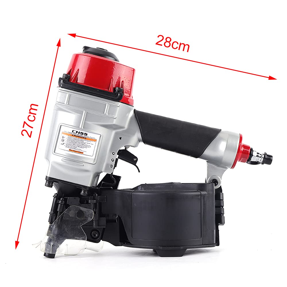 CN55 Industrial Coil Siding Nailer, Neumatic Siding Coil Nailer Gun for Woodworking Fences Plywood Furniture Hand-held Air Frame Nail Gun of 25-57mm