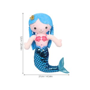 Cabilock 20 Blue Mermaid Stuffed Animal - Cute Soft Hugging Mermaid Plushies Pillow Toys Kawaii Birthday Present for Adults Kids Boys Girls