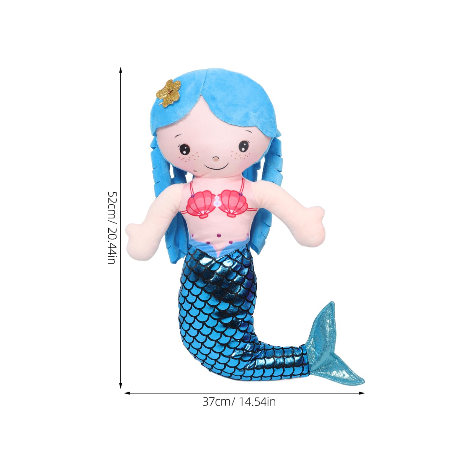 Cabilock 20 Blue Mermaid Stuffed Animal - Cute Soft Hugging Mermaid Plushies Pillow Toys Kawaii Birthday Present for Adults Kids Boys Girls