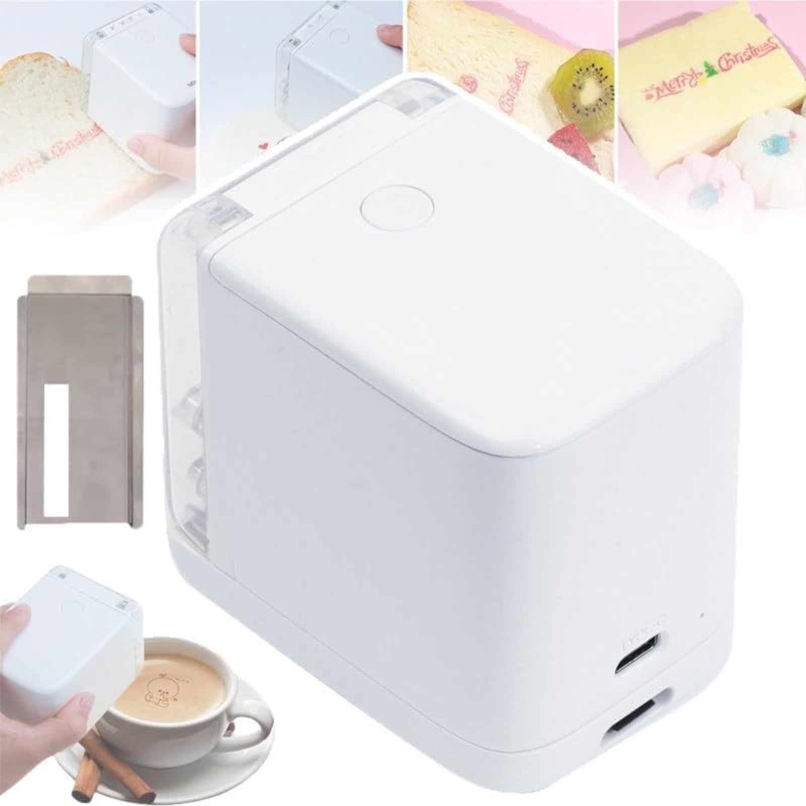 Mini Color Inkjet Food Printer, 1200 Dpi Portable Handheld Cake Printer Width 14.3 Mm Control, and Fast and Clear Output, for Bread Coffee Foodies Art Cooking