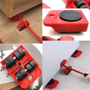 Furniture Lift Mover Tool Set,Furniture Lift Mover Tool Set, Heavy Duty Furniture Lifter Tool with Wheels, Furniture Movers Slides Kit, Moving Rollers for Heavy Furniture, for Hardwood Floors (red)