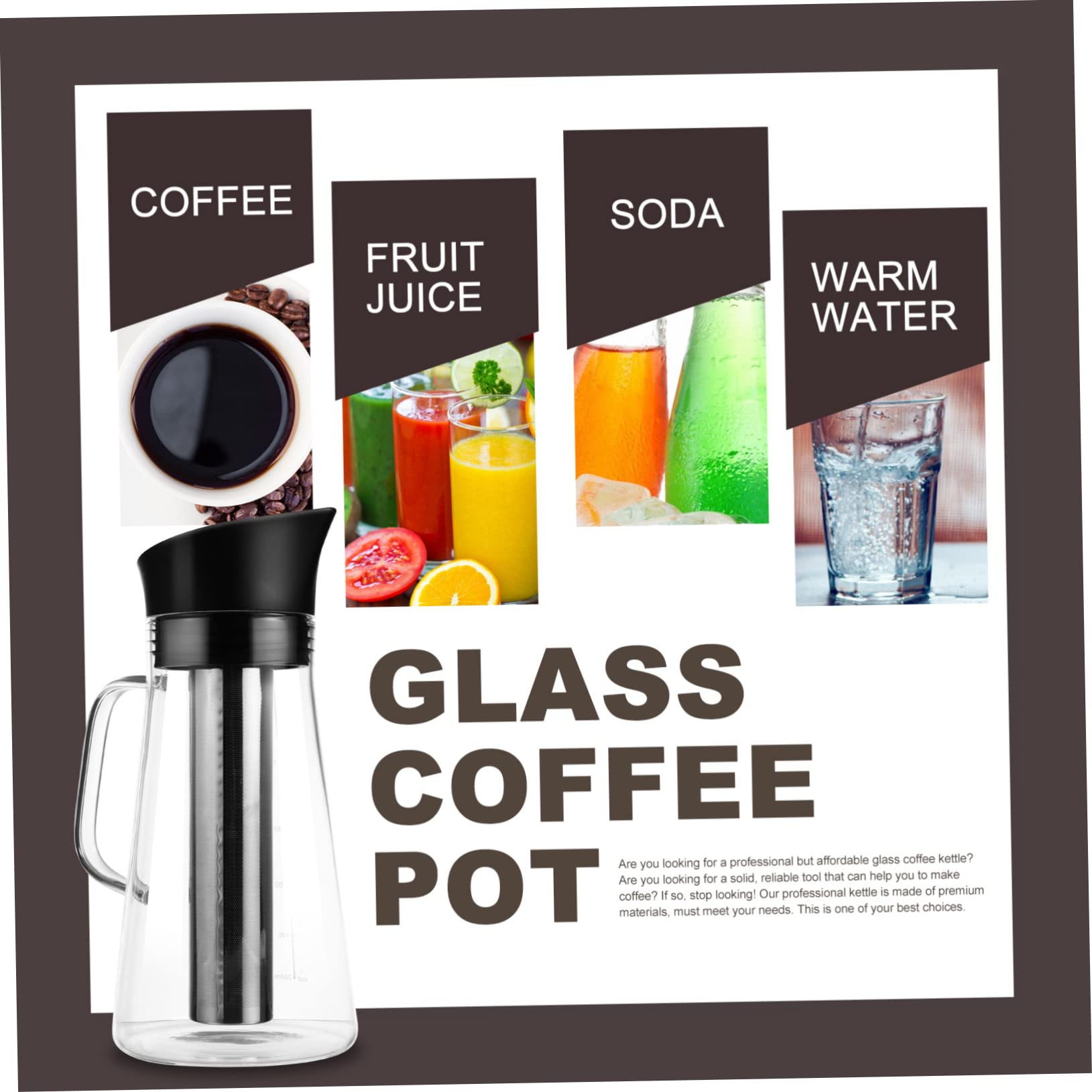 CONGARTENO 1pc Filter Jug Espresso Coffee Machine Clear Kettle Water Jug Iced Tea Pitcher Water Carafe with Lid Pitcher with Lid Espresso Machine Multi-functional Glass Pot Stainless Steel