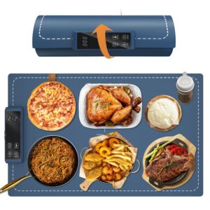 Food Warming Mat for Buffet Electric Warming Tray Upgrade High-tech Graphene Heating Film Adjustable Temperature and Timer, 10s Fast Full Surface Heating Mat Warming Trays for Parties Buffet 24x15in