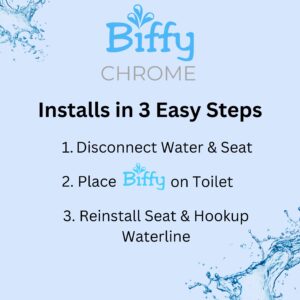 Biffy Chrome Metal Attachable Bidet: Physician Designed, Self-Cleaning 8-Stream Nozzle, Non-Electric, Adjustable Water Pressure, Two-Inch Coverage, Easy Install (Metal Bidet)