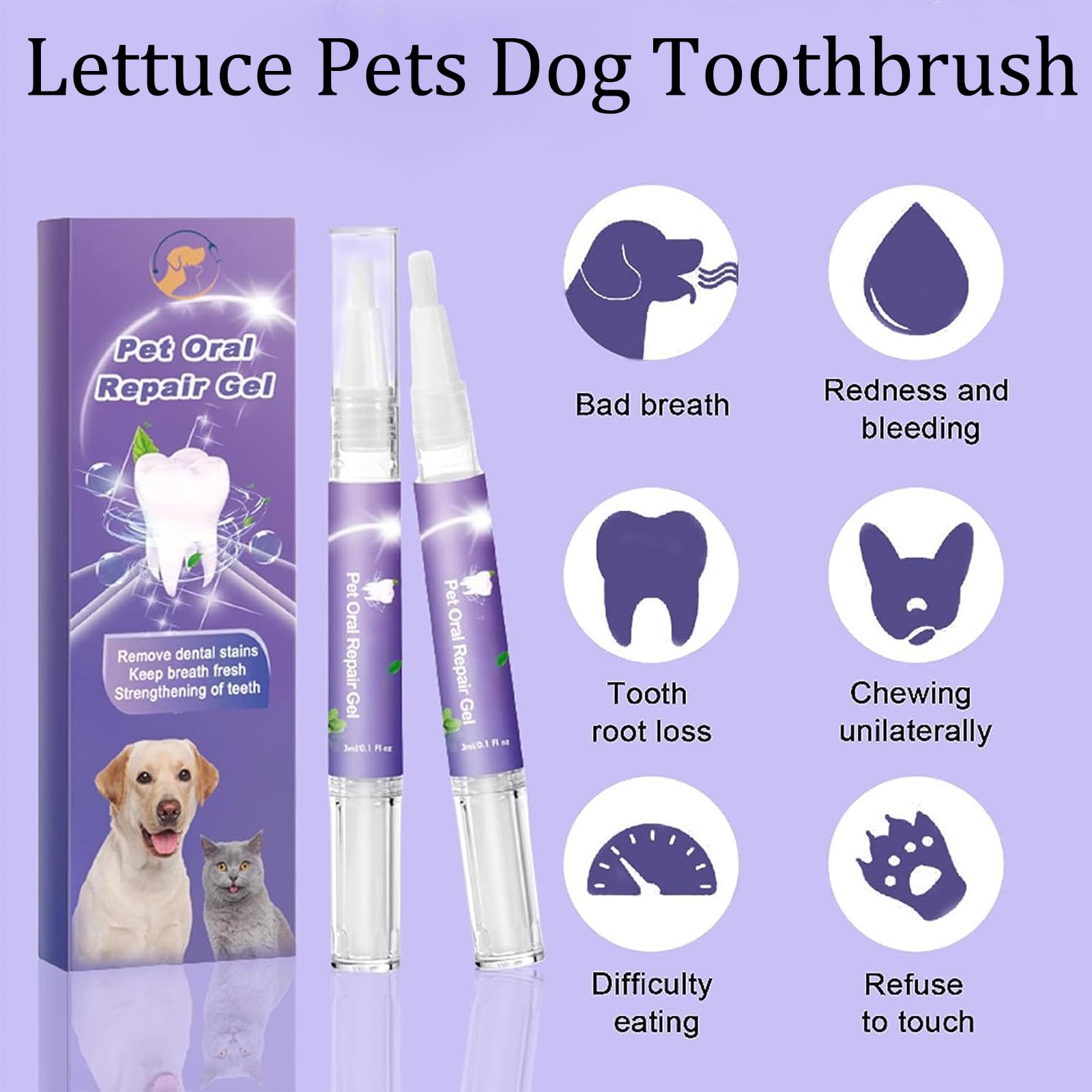 LettucePets Dog Toothbrush, Lettuce Pets Toothbrush, Lettuce Pet Oral Repair Gel Pen for Dogs, Lettuce Pet Toothbrush Pen, Lettuce Pets Oral Repair Gel, Lettuce Pet Oral Repair Gel for Dogs (2)