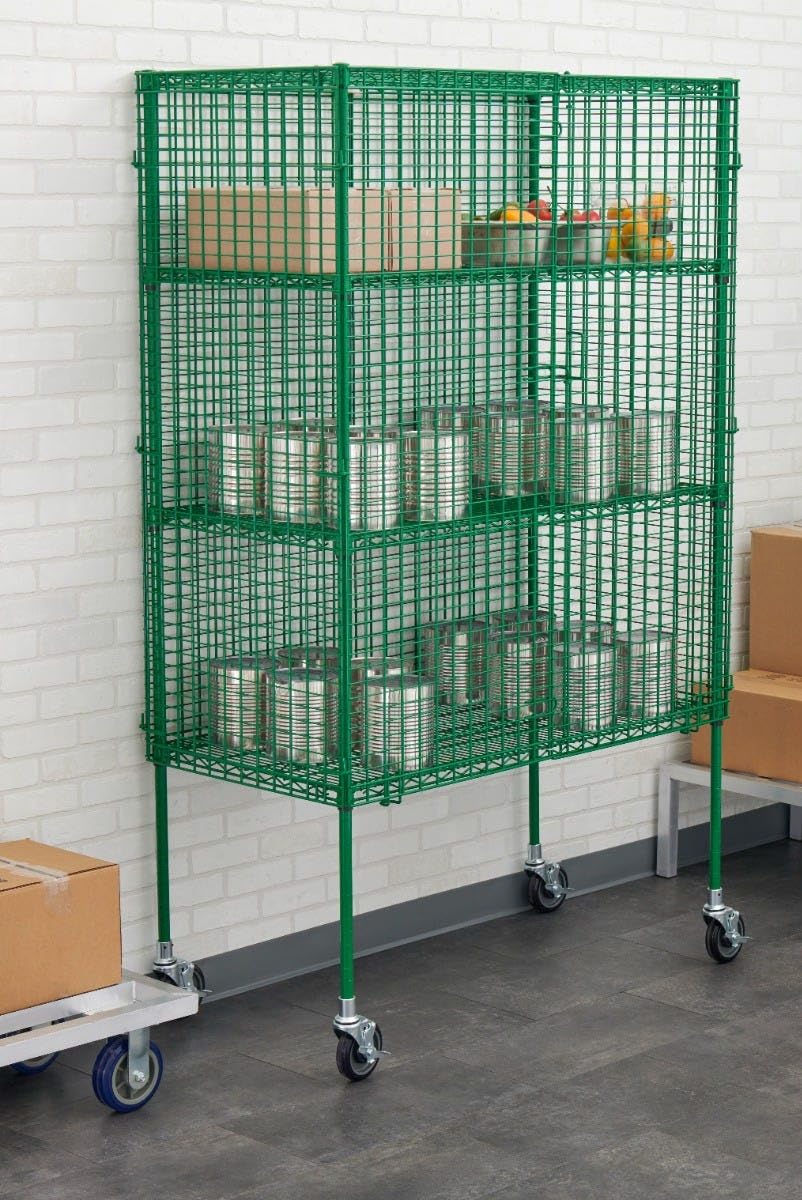 CenPro Commercial Foodservice Shelf, 24"x48"x69" Mobile Wire Security Kit, Green Epoxy (30V-920)